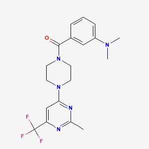 molecular formula C19H22F3N5O B2441329 (3-(Dimethylamino)phenyl)(4-(2-methyl-6-(trifluoromethyl)pyrimidin-4-yl)piperazin-1-yl)methanone CAS No. 2034602-73-6