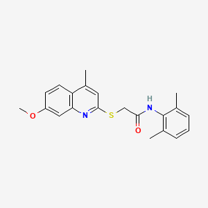 molecular formula C21H22N2O2S B2441331 N-(2,6-dimethylphenyl)-2-((7-methoxy-4-methylquinolin-2-yl)thio)acetamide CAS No. 496028-06-9