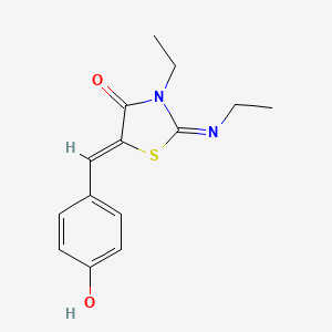 molecular formula C14H16N2O2S B2441339 (2Z,5Z)-3-ethyl-2-(ethylimino)-5-(4-hydroxybenzylidene)thiazolidin-4-one CAS No. 472989-62-1