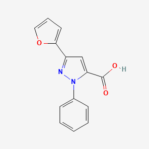 molecular formula C14H10N2O3 B2441341 3-(furan-2-yl)-1-phenyl-1H-pyrazole-5-carboxylic acid CAS No. 955971-69-4