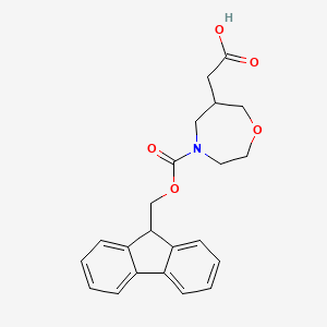 molecular formula C22H23NO5 B2441352 2-[4-(9H-Fluoren-9-ylmethoxycarbonyl)-1,4-oxazepan-6-yl]acetic acid CAS No. 2470438-91-4