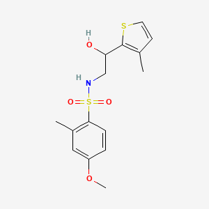 molecular formula C15H19NO4S2 B2441354 N-(2-hydroxy-2-(3-methylthiophen-2-yl)ethyl)-4-methoxy-2-methylbenzenesulfonamide CAS No. 1351651-49-4
