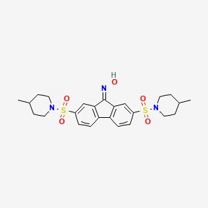molecular formula C25H31N3O5S2 B2441360 2,7-bis((4-methylpiperidin-1-yl)sulfonyl)-9H-fluoren-9-one oxime CAS No. 327061-16-5