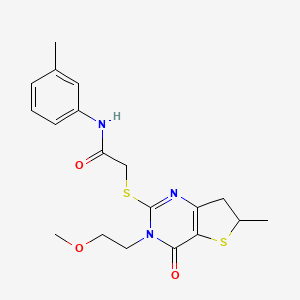 molecular formula C19H23N3O3S2 B2441361 2-((3-(2-methoxyethyl)-6-methyl-4-oxo-3,4,6,7-tetrahydrothieno[3,2-d]pyrimidin-2-yl)thio)-N-(m-tolyl)acetamide CAS No. 851410-06-5