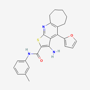 molecular formula C24H23N3O2S B2441364 3-氨基-4-(呋喃-2-基)-N-(间甲苯基)-6,7,8,9-四氢-5H-环庚并[b]噻吩[3,2-e]吡啶-2-甲酰胺 CAS No. 434295-59-7