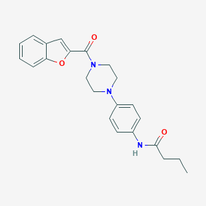 molecular formula C23H25N3O3 B244137 N-{4-[4-(Benzofuran-2-carbonyl)-piperazin-1-yl]-phenyl}-butyramide 