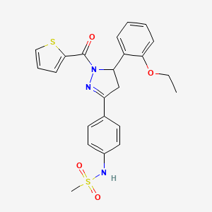 molecular formula C23H23N3O4S2 B2441371 N-[4-[3-(2-ethoxyphenyl)-2-(thiophene-2-carbonyl)-3,4-dihydropyrazol-5-yl]phenyl]methanesulfonamide CAS No. 852141-01-6