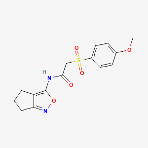 molecular formula C15H16N2O5S B2441379 N-(5,6-dihydro-4H-cyclopenta[c]isoxazol-3-yl)-2-((4-methoxyphenyl)sulfonyl)acetamide CAS No. 942004-00-4