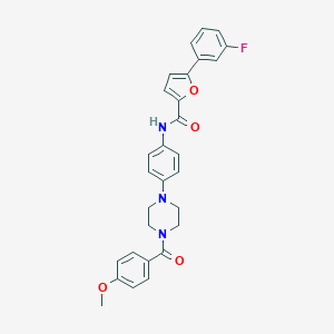molecular formula C29H26FN3O4 B244138 5-(3-fluorophenyl)-N-{4-[4-(4-methoxybenzoyl)-1-piperazinyl]phenyl}-2-furamide 