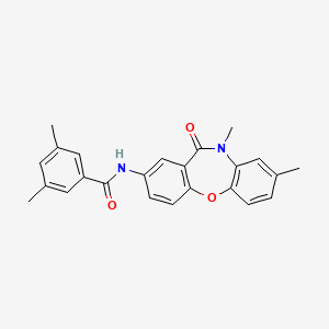 molecular formula C24H22N2O3 B2441380 N-(8,10-dimethyl-11-oxo-10,11-dihydrodibenzo[b,f][1,4]oxazepin-2-yl)-3,5-dimethylbenzamide CAS No. 922135-59-9