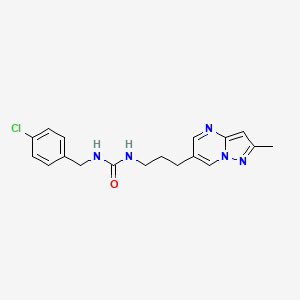 molecular formula C18H20ClN5O B2441386 1-(4-Chlorobenzyl)-3-(3-(2-methylpyrazolo[1,5-a]pyrimidin-6-yl)propyl)urea CAS No. 1798624-62-0