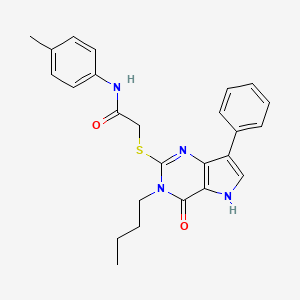 molecular formula C25H26N4O2S B2441398 2-[(3-butyl-4-oxo-7-phenyl-4,5-dihydro-3H-pyrrolo[3,2-d]pyrimidin-2-yl)sulfanyl]-N-(4-methylphenyl)acetamide CAS No. 1260934-46-0