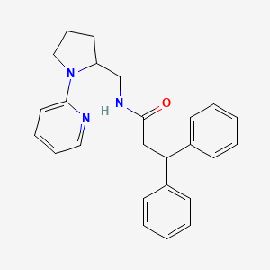 molecular formula C25H27N3O B2441405 3,3-diphenyl-N-((1-(pyridin-2-yl)pyrrolidin-2-yl)methyl)propanamide CAS No. 2034250-94-5