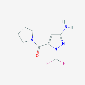 molecular formula C9H12F2N4O B2441406 [5-Amino-2-(difluoromethyl)pyrazol-3-yl]-pyrrolidin-1-ylmethanone CAS No. 2226034-20-2