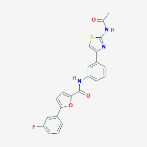 molecular formula C22H16FN3O3S B244141 N-{3-[2-(acetylamino)-1,3-thiazol-4-yl]phenyl}-5-(3-fluorophenyl)-2-furamide 