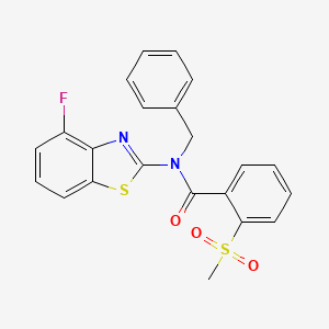 molecular formula C22H17FN2O3S2 B2441414 N-苄基-N-(4-氟苯并[d]噻唑-2-基)-2-(甲磺酰基)苯甲酰胺 CAS No. 941967-40-4