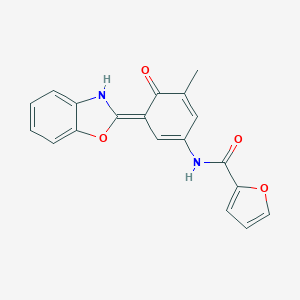 molecular formula C19H14N2O4 B244143 N-[(3E)-3-(3H-1,3-benzoxazol-2-ylidene)-5-methyl-4-oxocyclohexa-1,5-dien-1-yl]furan-2-carboxamide 