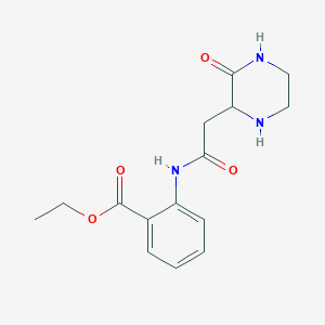 molecular formula C15H19N3O4 B2441430 2-[[2-(3-氧代哌嗪-2-基)乙酰]氨基]苯甲酸乙酯 CAS No. 1008989-56-7