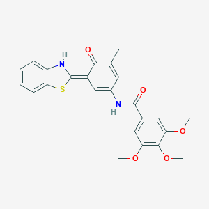 molecular formula C24H22N2O5S B244144 N-[(3E)-3-(3H-1,3-benzothiazol-2-ylidene)-5-methyl-4-oxocyclohexa-1,5-dien-1-yl]-3,4,5-trimethoxybenzamide 