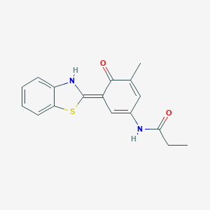 molecular formula C17H16N2O2S B244145 N-[(3E)-3-(3H-1,3-benzothiazol-2-ylidene)-5-methyl-4-oxocyclohexa-1,5-dien-1-yl]propanamide 