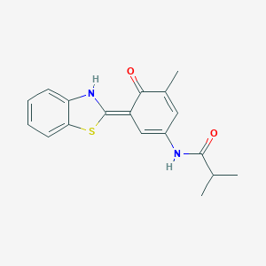 molecular formula C18H18N2O2S B244146 N-[(3E)-3-(3H-1,3-benzothiazol-2-ylidene)-5-methyl-4-oxocyclohexa-1,5-dien-1-yl]-2-methylpropanamide 