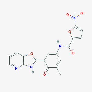 N-[(3E)-5-methyl-3-(3H-[1,3]oxazolo[4,5-b]pyridin-2-ylidene)-4-oxocyclohexa-1,5-dien-1-yl]-5-nitrofuran-2-carboxamide