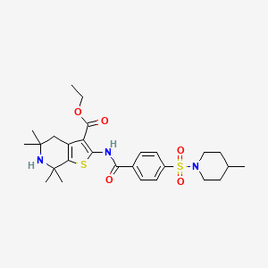 Ethyl 5,5,7,7-tetramethyl-2-(4-((4-methylpiperidin-1-yl)sulfonyl)benzamido)-4,5,6,7-tetrahydrothieno[2,3-c]pyridine-3-carboxylate