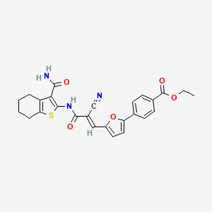 (E)-ethyl 4-(5-(3-((3-carbamoyl-4,5,6,7-tetrahydrobenzo[b]thiophen-2-yl)amino)-2-cyano-3-oxoprop-1-en-1-yl)furan-2-yl)benzoate