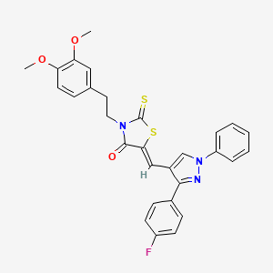 molecular formula C29H24FN3O3S2 B2441480 (5Z)-3-[2-(3,4-dimethoxyphenyl)ethyl]-5-[[3-(4-fluorophenyl)-1-phenylpyrazol-4-yl]methylidene]-2-sulfanylidene-1,3-thiazolidin-4-one CAS No. 374598-96-6
