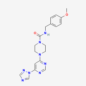 molecular formula C19H22N8O2 B2441481 4-(6-(1H-1,2,4-triazol-1-yl)pyrimidin-4-yl)-N-(4-methoxybenzyl)piperazine-1-carboxamide CAS No. 1795457-94-1