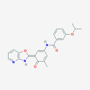 molecular formula C23H21N3O4 B244149 N-[(3E)-5-methyl-3-(3H-[1,3]oxazolo[4,5-b]pyridin-2-ylidene)-4-oxocyclohexa-1,5-dien-1-yl]-3-propan-2-yloxybenzamide 