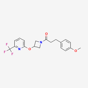 molecular formula C19H19F3N2O3 B2441506 3-(4-Methoxyphenyl)-1-(3-((6-(trifluoromethyl)pyridin-2-yl)oxy)azetidin-1-yl)propan-1-one CAS No. 2034400-09-2