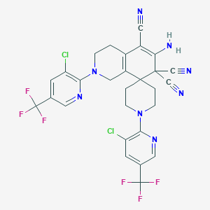 molecular formula C28H20Cl2F6N8 B2441507 1-(2'-(3'-Chloro-5'-trifluoromethyl)pyridyl)-4-(2,2-dicyanoethane)piperidine dimer CAS No. 400085-31-6