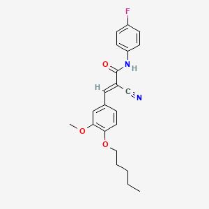 molecular formula C22H23FN2O3 B2441519 (E)-2-cyano-N-(4-fluorophenyl)-3-(3-methoxy-4-pentoxyphenyl)prop-2-enamide CAS No. 380423-72-3