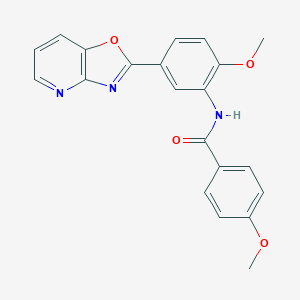 molecular formula C21H17N3O4 B244153 4-methoxy-N-(2-methoxy-5-[1,3]oxazolo[4,5-b]pyridin-2-ylphenyl)benzamide 