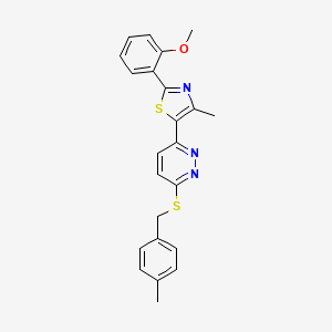 2-(2-Methoxyphenyl)-4-methyl-5-(6-((4-methylbenzyl)thio)pyridazin-3-yl)thiazole