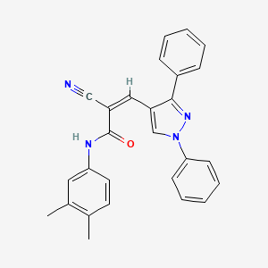 molecular formula C27H22N4O B2441535 (Z)-2-Cyano-N-(3,4-dimethylphenyl)-3-(1,3-diphenylpyrazol-4-yl)prop-2-enamide CAS No. 378788-91-1