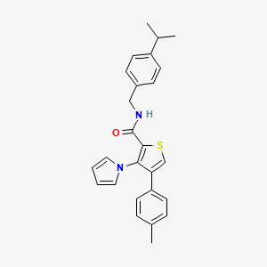 molecular formula C26H26N2OS B2441536 N-(4-异丙基苄基)-4-(4-甲基苯基)-3-(1H-吡咯-1-基)噻吩-2-甲酰胺 CAS No. 1291852-03-3