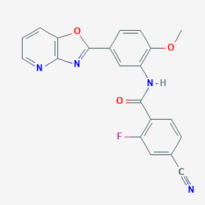 molecular formula C21H13FN4O3 B244154 4-cyano-2-fluoro-N-(2-methoxy-5-[1,3]oxazolo[4,5-b]pyridin-2-ylphenyl)benzamide 