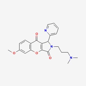 molecular formula C22H23N3O4 B2441542 2-(3-(Dimethylamino)propyl)-6-methoxy-1-(pyridin-2-yl)-1,2-dihydrochromeno[2,3-c]pyrrole-3,9-dione CAS No. 886161-88-2