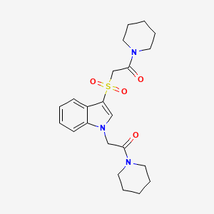 2-((1-(2-oxo-2-(piperidin-1-yl)ethyl)-1H-indol-3-yl)sulfonyl)-1-(piperidin-1-yl)ethanone