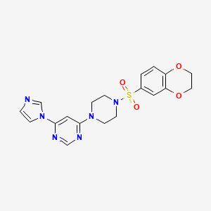 4-(4-((2,3-dihydrobenzo[b][1,4]dioxin-6-yl)sulfonyl)piperazin-1-yl)-6-(1H-imidazol-1-yl)pyrimidine