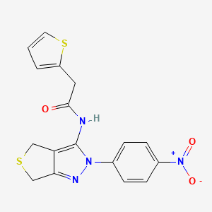 N-[2-(4-nitrophenyl)-4,6-dihydrothieno[3,4-c]pyrazol-3-yl]-2-thiophen-2-ylacetamide