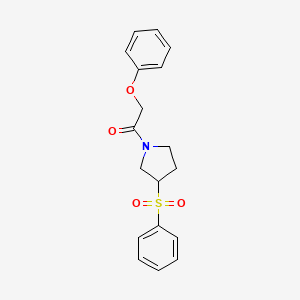 molecular formula C18H19NO4S B2441610 2-苯氧基-1-(3-(苯磺酰基)吡咯烷-1-基)乙酮 CAS No. 1448060-49-8