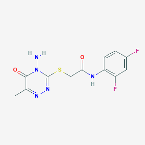 molecular formula C12H11F2N5O2S B2441614 2-[(4-氨基-6-甲基-5-氧代-1,2,4-三嗪-3-基)硫代]-N-(2,4-二氟苯基)乙酰胺 CAS No. 869067-67-4