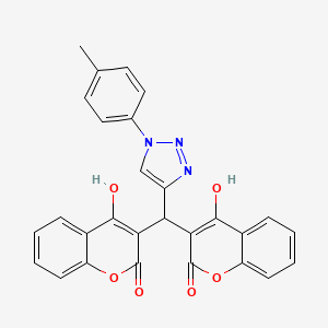 molecular formula C28H19N3O6 B2441615 3,3'-((1-(对甲苯基)-1h-1,2,3-三唑-4-基)亚甲基)双(4-羟基-2h-色烯-2-酮) CAS No. 2239318-39-7