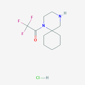 molecular formula C11H18ClF3N2O B2441628 1-{1,4-Diazaspiro[5.5]undecan-1-yl}-2,2,2-trifluoroethan-1-one hydrochloride CAS No. 1955532-10-1