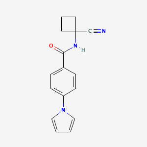 molecular formula C16H15N3O B2441633 N-(1-Cyanocyclobutyl)-4-pyrrol-1-ylbenzamide CAS No. 1428089-73-9