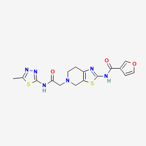 molecular formula C16H16N6O3S2 B2441634 N-(5-(2-((5-methyl-1,3,4-thiadiazol-2-yl)amino)-2-oxoethyl)-4,5,6,7-tetrahydrothiazolo[5,4-c]pyridin-2-yl)furan-3-carboxamide CAS No. 1428380-12-4