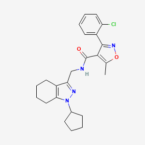 molecular formula C24H27ClN4O2 B2441638 3-(2-chlorophenyl)-N-((1-cyclopentyl-4,5,6,7-tetrahydro-1H-indazol-3-yl)methyl)-5-methylisoxazole-4-carboxamide CAS No. 1448126-23-5